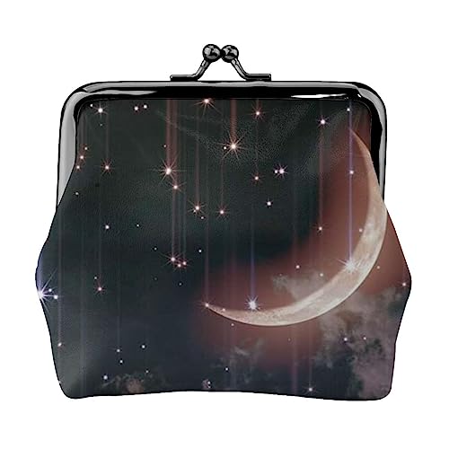 Night Starry Münzbörse Kiss Lock Change Geldbörse Leder Kleingeld Pouch Kleine Frauen Geldbörse Tasche für Geschenke, Schwarz , Einheitsgröße, Münzbeutel von PEIXEN