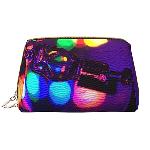 PEIXEN Bunte Blendung Lampe Make-up Tasche PU Leder Reise Kosmetiktasche Tragbare Reißverschluss Kulturbeutel Aufbewahrungstasche Für Frauen, Weiß, Einheitsgröße, weiß, Einheitsgröße von PEIXEN