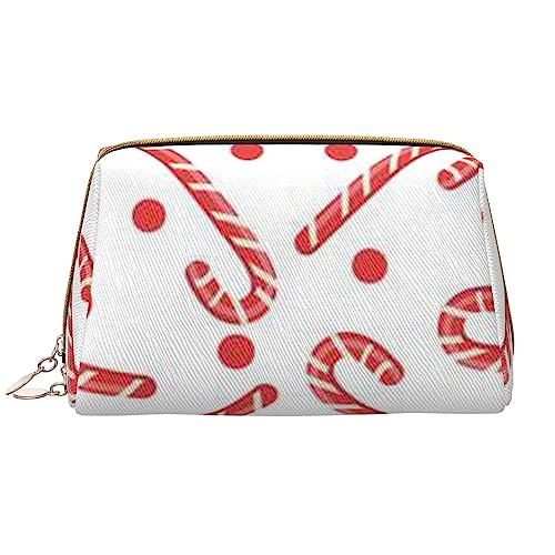 PEIXEN Candy Cane Make-up-Tasche PU-Leder Reise Kosmetiktasche Tragbare Reißverschluss Kulturbeutel Aufbewahrungstasche Für Frauen, Weiß, Einheitsgröße, weiß, Einheitsgröße von PEIXEN