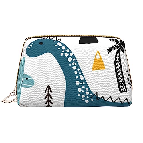 PEIXEN Cartoon Dinosaurier Kinder Make-up Tasche PU Leder Reise Kosmetiktasche Tragbare Reißverschluss Kulturbeutel Aufbewahrungstasche Für Frauen, Weiß, Einheitsgröße, weiß, Einheitsgröße von PEIXEN