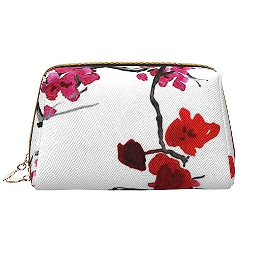 PEIXEN Cherry Japanische Kirschblüte Make-up-Tasche PU-Leder Reise Kosmetiktasche Tragbare Reißverschluss Kulturbeutel Aufbewahrungstasche Für Frauen, Weiß, Einheitsgröße, weiß, Einheitsgröße von PEIXEN