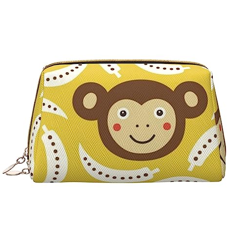 PEIXEN Clever Monkey Make-up-Tasche, PU-Leder, Reise-Kosmetiktasche, tragbare Kulturtasche, Aufbewahrungstasche für Damen, Weiß, Einheitsgröße, weiß, Einheitsgröße von PEIXEN