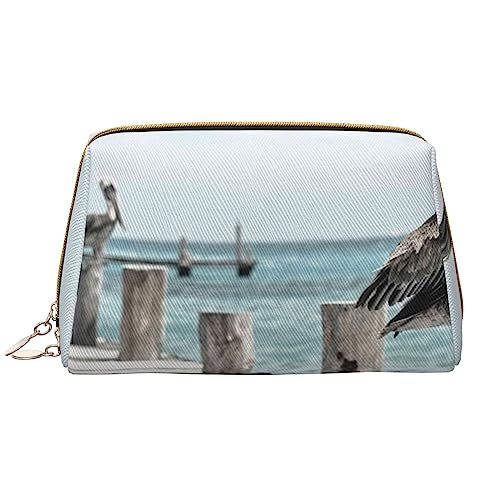 PEIXEN Coast Bird Make-up-Tasche PU-Leder Reise Kosmetiktasche Tragbare Reißverschluss Kulturbeutel Aufbewahrungstasche Für Frauen, Weiß, Einheitsgröße, weiß, Einheitsgröße von PEIXEN