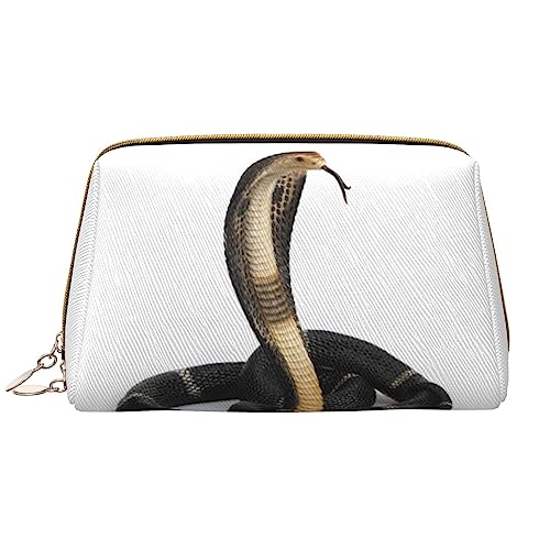 PEIXEN Cobra Snake Make-up Tasche PU Leder Reise Kosmetiktasche Tragbare Reißverschluss Kulturbeutel Aufbewahrungstasche Für Frauen, Weiß, Einheitsgröße, weiß, Einheitsgröße von PEIXEN