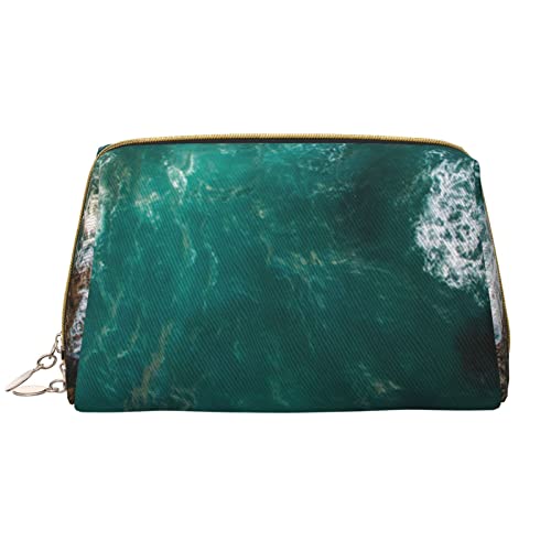 PEIXEN Cool Ocean Make-up Tasche PU Leder Reise Kosmetiktasche Tragbare Reißverschluss Kulturbeutel Aufbewahrungstasche Für Frauen, Weiß, Einheitsgröße, weiß, Einheitsgröße von PEIXEN