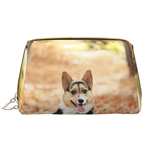 PEIXEN Corgi Hunde-Make-up-Tasche, PU-Leder, Reise-Kosmetiktasche, tragbarer Reißverschluss, Kulturbeutel, Aufbewahrungstasche für Frauen, Weiß, Einheitsgröße, weiß, Einheitsgröße von PEIXEN