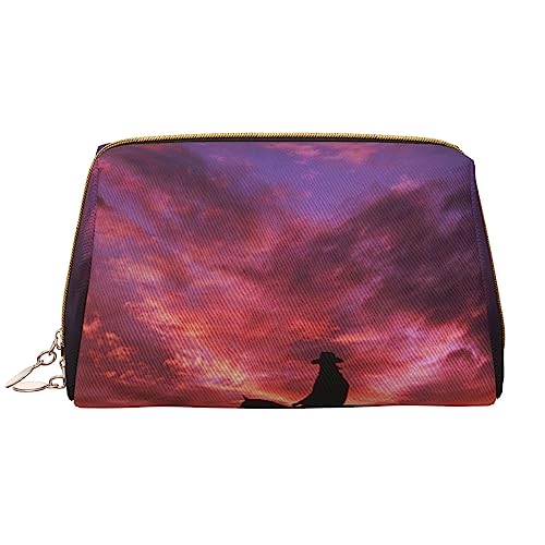 PEIXEN Cowboy West Make-up-Tasche, PU-Leder, Reise-Kosmetiktasche, tragbarer Reißverschluss, Kulturbeutel, Aufbewahrungstasche für Damen, Weiß, Einheitsgröße, weiß, Einheitsgröße von PEIXEN