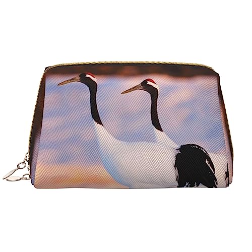 PEIXEN Crowned Crane Make-up Tasche PU Leder Reise Kosmetiktasche Tragbare Reißverschluss Kulturbeutel Aufbewahrungstasche Für Frauen, Weiß, Einheitsgröße, weiß, Einheitsgröße von PEIXEN