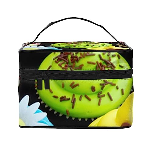 PEIXEN Cupcake-Make-up-Tasche, Kosmetiktasche, tragbare Kulturtasche, Aufbewahrung, Organizer, Reise-Make-up-Tasche für Frauen, Schwarz, Einheitsgröße, Schwarz , Einheitsgröße von PEIXEN