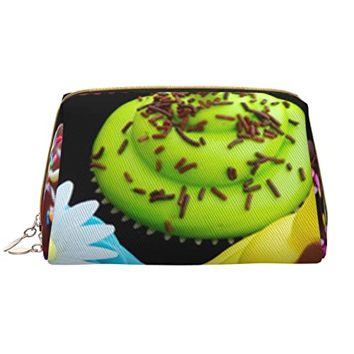 PEIXEN Cupcake Make-up Tasche PU Leder Reise Kosmetiktasche Tragbare Reißverschluss Kulturbeutel Aufbewahrungstasche Für Frauen, Weiß, Einheitsgröße, weiß, Einheitsgröße von PEIXEN