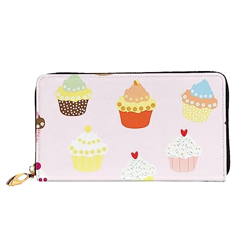 PEIXEN Cute Cupcake Leder Geldbörse Kreditkartenhalter Geldbörse Reißverschluss um Lange Münzbörse Telefon Kupplung, Schwarz, Einheitsgröße, Schwarz , Einheitsgröße von PEIXEN