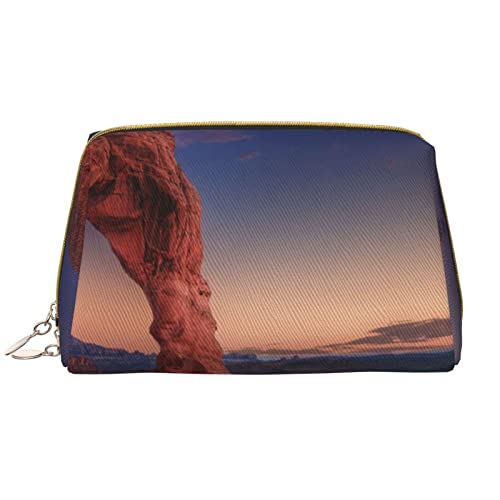 PEIXEN Delicate Arch Make-up Tasche PU Leder Reise Kosmetiktasche Tragbare Reißverschluss Kulturbeutel Aufbewahrungstasche Für Frauen, Weiß, Einheitsgröße, weiß, Einheitsgröße von PEIXEN