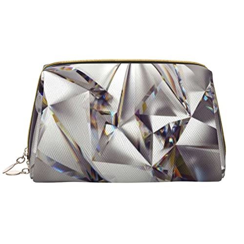 PEIXEN Diamant-Muster Make-up Tasche PU Leder Reise Kosmetiktasche Tragbare Reißverschluss Kulturbeutel Aufbewahrungstasche Für Frauen, Weiß, Einheitsgröße, weiß, Einheitsgröße von PEIXEN