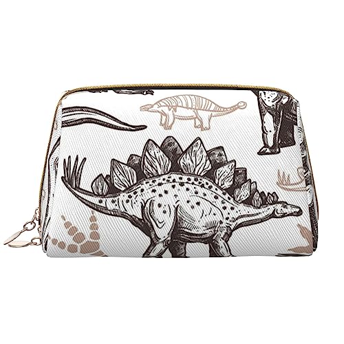 PEIXEN Dinosaurier Fußabdruck Make-up Tasche PU Leder Reise Kosmetiktasche Tragbare Reißverschluss Kulturbeutel Aufbewahrungstasche Für Frauen, Weiß, Einheitsgröße, weiß, Einheitsgröße von PEIXEN