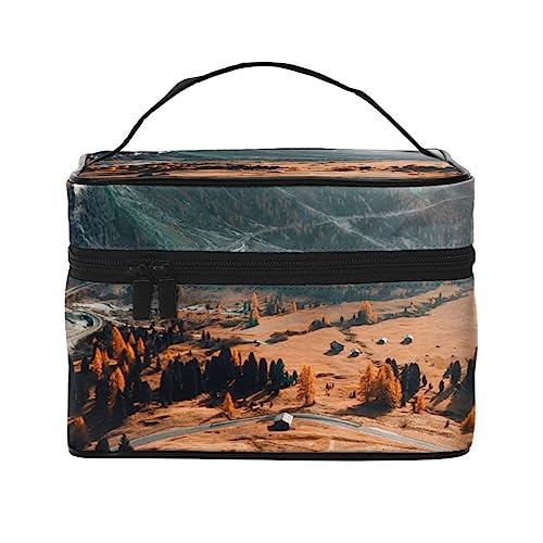 PEIXEN Dolomites Road Make-up-Tasche, Kosmetiktasche, tragbare Kulturtasche, Aufbewahrung, Organizer, Reise-Make-up-Tasche für Frauen, Schwarz, Einheitsgröße, Schwarz , Einheitsgröße von PEIXEN