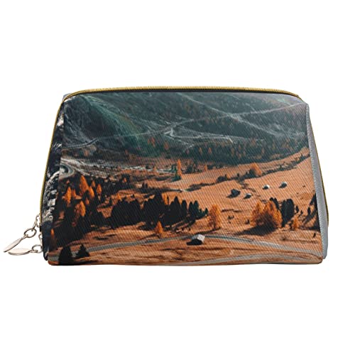 PEIXEN Dolomites Road Make-up-Tasche PU-Leder Reise Kosmetiktasche Tragbare Reißverschluss Kulturbeutel Aufbewahrungstasche Für Frauen, Weiß, Einheitsgröße, weiß, Einheitsgröße von PEIXEN