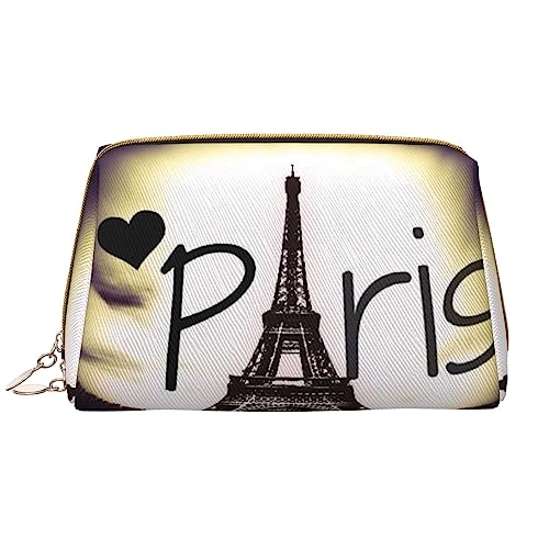 PEIXEN Eiffelturm Liebe Paris Make-up-Tasche PU-Leder Reise Kosmetiktasche Tragbare Reißverschluss Kulturbeutel Aufbewahrungstasche Für Frauen, Weiß, Einheitsgröße, weiß, Einheitsgröße von PEIXEN