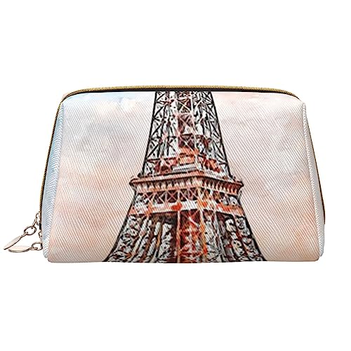 PEIXEN Eiffelturm Make-up Tasche PU Leder Reise Kosmetiktasche Tragbare Reißverschluss Kulturbeutel Aufbewahrungstasche Für Frauen, Weiß, Einheitsgröße, weiß, Einheitsgröße von PEIXEN