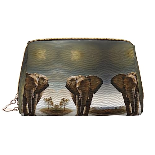 PEIXEN Elefant Make-up Tasche PU Leder Reise Kosmetiktasche Tragbare Reißverschluss Kulturbeutel Aufbewahrungstasche Für Frauen, Weiß, Einheitsgröße, weiß, Einheitsgröße von PEIXEN