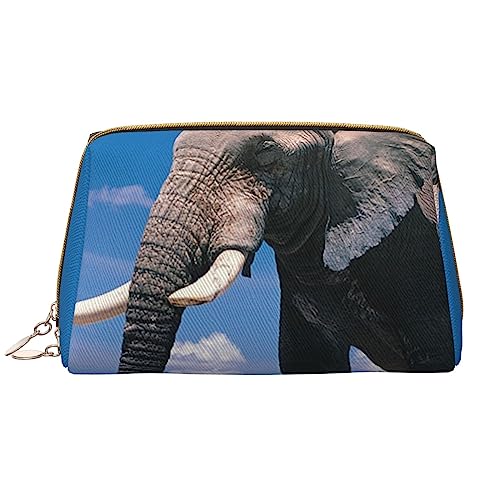 PEIXEN Elefant Make-up Tasche PU Leder Reise Kosmetiktasche Tragbare Reißverschluss Kulturbeutel Aufbewahrungstasche Für Frauen, Weiß, Einheitsgröße, weiß, Einheitsgröße von PEIXEN