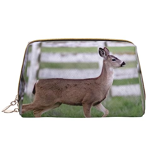 PEIXEN Hirsch Tier Make-up Tasche PU Leder Reise Kosmetiktasche Tragbare Reißverschluss Kulturbeutel Aufbewahrungstasche Für Frauen, Weiß, Einheitsgröße, weiß, Einheitsgröße von PEIXEN