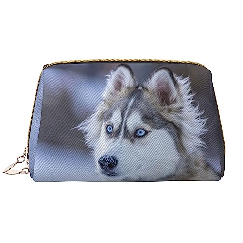 PEIXEN Hund im Schnee Make-up Tasche PU Leder Reise Kosmetiktasche Tragbare Reißverschluss Kulturbeutel Aufbewahrungstasche Für Frauen, Weiß, Einheitsgröße, weiß, Einheitsgröße von PEIXEN