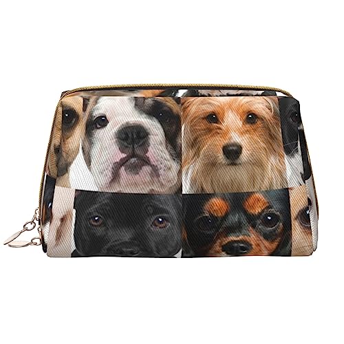 PEIXEN Hunde Gesicht Muster Make-up Tasche PU Leder Reise Kosmetiktasche Tragbare Reißverschluss Kulturbeutel Aufbewahrungstasche Für Frauen, Weiß, Einheitsgröße, weiß, Einheitsgröße von PEIXEN