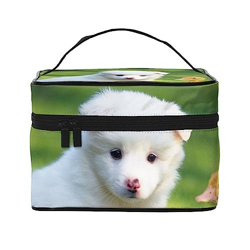 PEIXEN Kosmetiktasche mit Hund und Ente, tragbare Kulturtasche, Aufbewahrung, Organizer, Reise-Make-up-Tasche für Frauen, Schwarz, Einheitsgröße, Schwarz , Einheitsgröße von PEIXEN