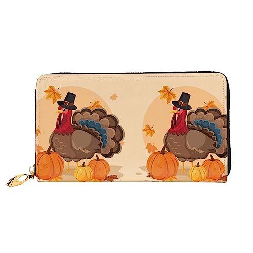 PEIXEN Maple Leaf Dark Brown Turkey Leather Wallet Credit Card Holder Purse Zip Around Long Coin Purse Phone Clutch, Schwarz , Einheitsgröße von PEIXEN