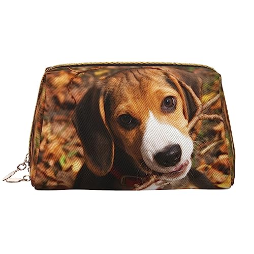 PEIXEN Nette Beagle Make-up Tasche PU Leder Reise Kosmetiktasche Tragbare Reißverschluss Kulturbeutel Aufbewahrungstasche Für Frauen, Weiß, Einheitsgröße, weiß, Einheitsgröße von PEIXEN