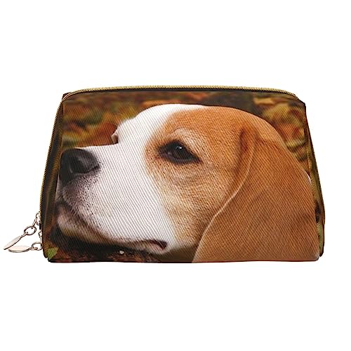 PEIXEN Nette Beagle Make-up Tasche PU Leder Reise Kosmetiktasche Tragbare Reißverschluss Kulturbeutel Aufbewahrungstasche Für Frauen, Weiß, Einheitsgröße, weiß, Einheitsgröße von PEIXEN