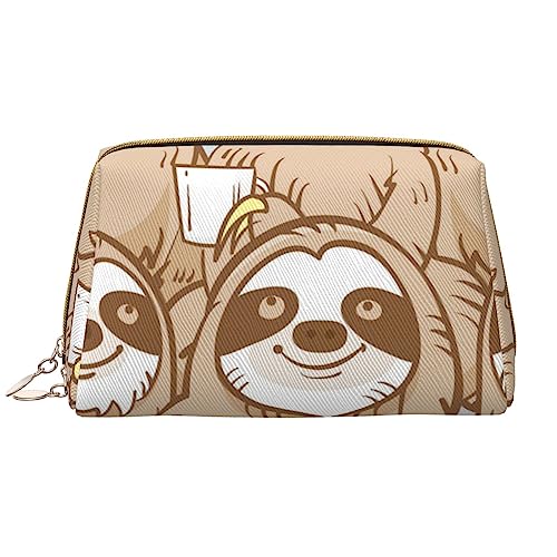 PEIXEN Nette Cartoon Faultier Make-up Tasche PU Leder Reise Kosmetiktasche Tragbare Reißverschluss Kulturbeutel Aufbewahrungstasche Für Frauen, Weiß, Einheitsgröße, weiß, Einheitsgröße von PEIXEN