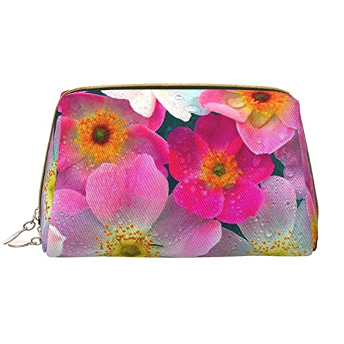 PEIXEN Nette Regen Blumen Make-up Tasche PU Leder Reise Kosmetiktasche Tragbare Reißverschluss Kulturbeutel Aufbewahrungstasche Für Frauen, Weiß, Einheitsgröße, weiß, Einheitsgröße von PEIXEN