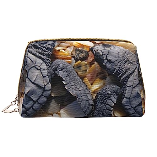 PEIXEN Niedliche Baby Meeresschildkröte Krabbel-Make-up-Tasche PU-Leder Reise-Kosmetiktasche Tragbare Reißverschluss Kulturbeutel Aufbewahrungstasche Für Frauen, Weiß, Einheitsgröße, weiß, von PEIXEN