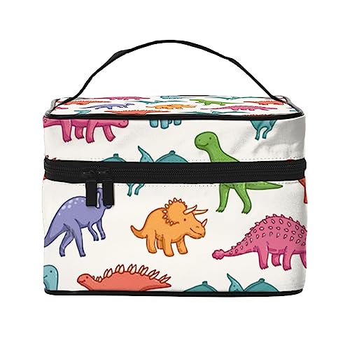 PEIXEN Niedliche Cartoon-Dinosaurier-Make-up-Tasche, Kosmetiktasche, tragbare Kulturtasche, Aufbewahrung, Organizer, Reise-Make-up-Tasche für Frauen, schwarz, Einheitsgröße, Schwarz , Einheitsgröße von PEIXEN