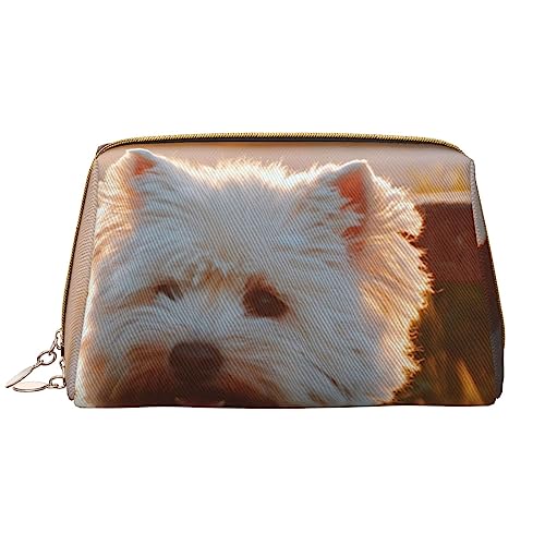 PEIXEN Niedliche Hund Make-up Tasche PU Leder Reise Kosmetiktasche Tragbare Reißverschluss Kulturbeutel Aufbewahrungstasche Für Frauen, Weiß, Einheitsgröße, weiß, Einheitsgröße von PEIXEN