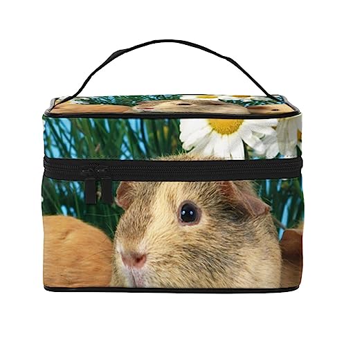 PEIXEN Niedliche Meerschweinchen-Make-up-Tasche, Kosmetiktasche, tragbare Kulturtasche, Aufbewahrung, Organizer, Reise-Make-up-Tasche für Frauen, schwarz, Einheitsgröße, Schwarz , Einheitsgröße von PEIXEN