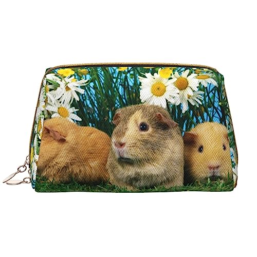 PEIXEN Niedliche Meerschweinchen Make-up Tasche PU Leder Reise Kosmetiktasche Tragbare Reißverschluss Kulturbeutel Aufbewahrungstasche Für Frauen, Weiß, Einheitsgröße, weiß, Einheitsgröße von PEIXEN