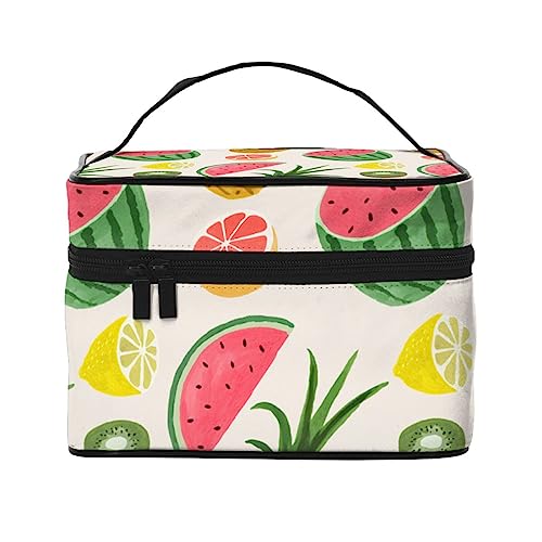 PEIXEN Niedliche Obst-Make-up-Tasche, Kosmetiktasche, tragbare Kulturtasche, Aufbewahrung, Organizer, Reise-Make-up-Tasche für Frauen, schwarz, Einheitsgröße, Schwarz , Einheitsgröße von PEIXEN