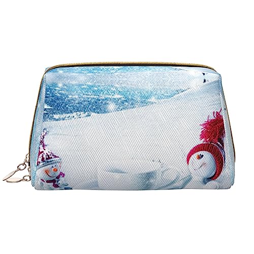 PEIXEN Niedliche Schneemänner Make-up Tasche PU Leder Reise Kosmetiktasche Tragbare Reißverschluss Kulturbeutel Aufbewahrungstasche Für Frauen, Weiß, Einheitsgröße, weiß, Einheitsgröße von PEIXEN