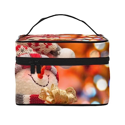 PEIXEN Niedlicher Schneemann Make-up-Tasche Kosmetiktasche Tragbare Kulturtasche Aufbewahrung Organizer Reise Make-up Tasche für Frauen, Schwarz, Einheitsgröße, Schwarz , Einheitsgröße von PEIXEN