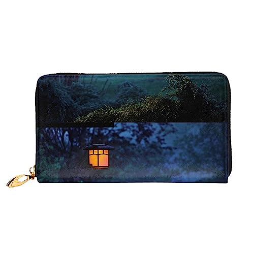 PEIXEN Night Scenery Leder Geldbörse Kreditkartenetui Geldbörse Reißverschluss um Lange Geldbörse Telefon Clutch, Schwarz , Einheitsgröße von PEIXEN