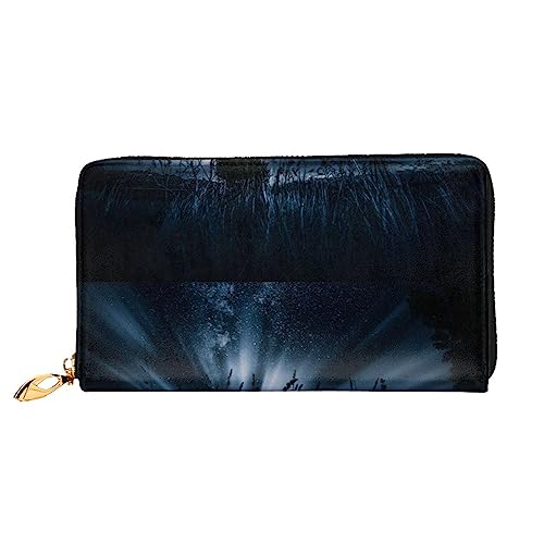 PEIXEN Night Sky Wald Leder Geldbörse Kreditkartenetui Geldbörse Reißverschluss um Lange Münzbörse Handy Clutch, Schwarz, Einheitsgröße, Schwarz , Einheitsgröße von PEIXEN