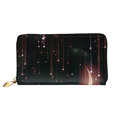 PEIXEN Night Starry Leder Geldbörse Kreditkartenetui Geldbörse Reißverschluss um Lange Geldbörse Handy Clutch, Schwarz , Einheitsgröße von PEIXEN