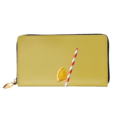 PEIXEN Orange Limonade Leder Geldbörse Kreditkartenetui Geldbörse Reißverschluss um Lange Münzbörse Handy Clutch, Schwarz, Einheitsgröße, Schwarz , Einheitsgröße von PEIXEN