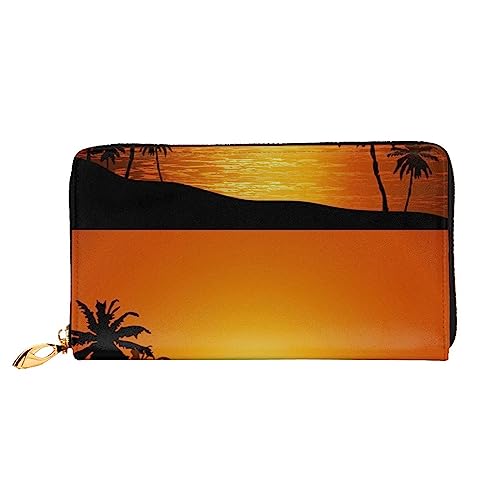 PEIXEN Palm Tree Leder Geldbörse Kreditkartenetui Geldbörse Reißverschluss um Lange Münzbörse Handy Clutch, Schwarz, Einheitsgröße, Schwarz , Einheitsgröße von PEIXEN