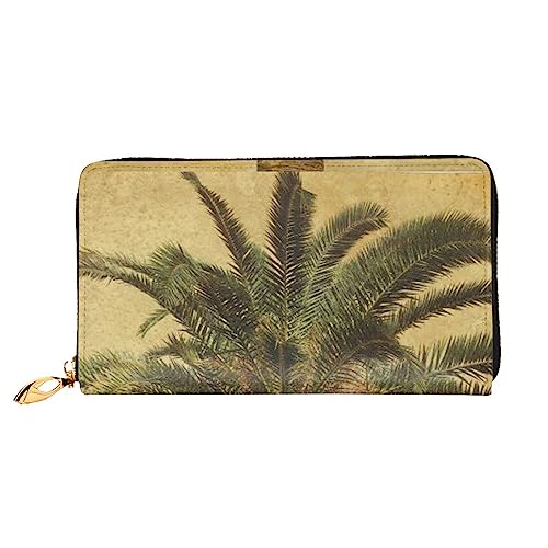 PEIXEN Palm Tree Tropical Leather Wallet Credit Card Holder Purse Zip Around Long Coin Purse Phone Clutch, Black, One Size, Schwarz , Einheitsgröße von PEIXEN
