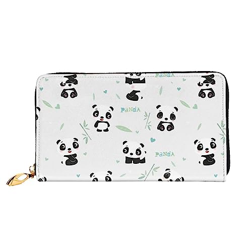 PEIXEN Panda Bambus Leder Geldbörse Kreditkartenetui Geldbörse Reißverschluss um Lange Münzbörse Handy Clutch, Schwarz, Einheitsgröße, Schwarz , Einheitsgröße von PEIXEN