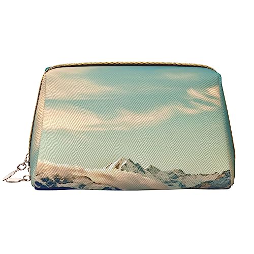 PEIXEN Park Mountain Landschaft Make-up Tasche PU Leder Reise Kosmetiktasche Tragbare Reißverschluss Kulturbeutel Aufbewahrungstasche Für Frauen, Weiß, Einheitsgröße, weiß, Einheitsgröße von PEIXEN