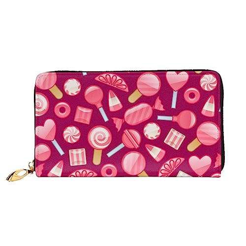 PEIXEN Pink Candy Leder Geldbörse Kreditkartenetui Geldbörse Reißverschluss um Lange Münzbörse Handy Clutch, Schwarz, Einheitsgröße, Schwarz , Einheitsgröße von PEIXEN